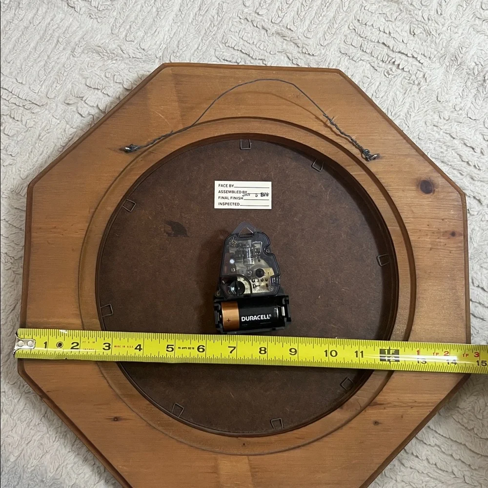 Vintage 1979 wooden octagon wall clock,Daniel Isaac Thomas scroll Roman numerals